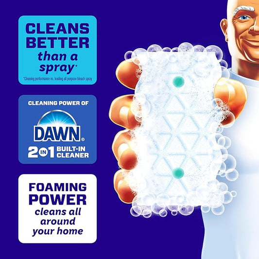 Mr. Clean Magic Eraser Foaming Sponge, All Purpose Cleaner, Dawn Cleaning Power, Wall, Sneaker, Oven Cleaner, Kitchen, Bathroom, Shower Cleaning Supplies, Scrubber, Ultra Foamy, 5ct