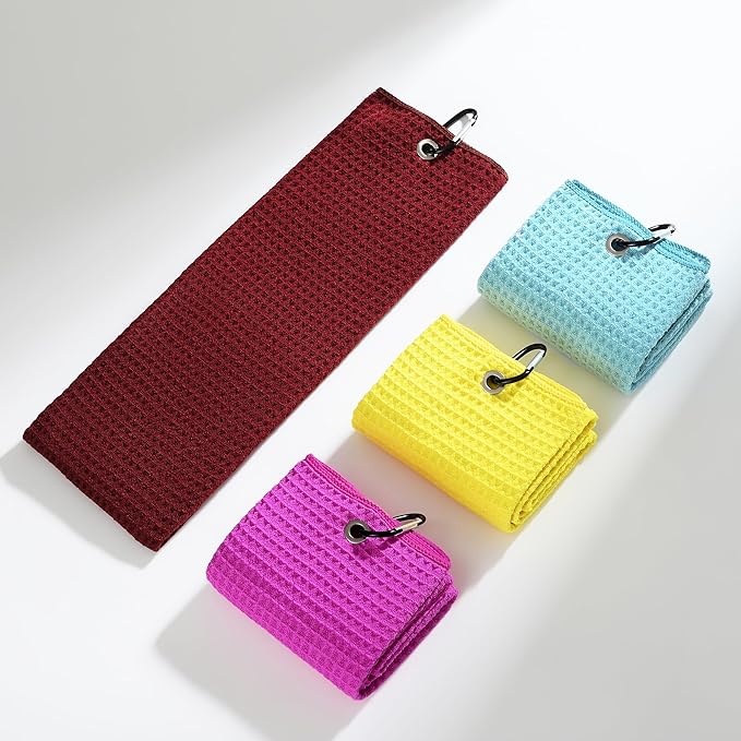 Mile High Life Premium Waffle-Weave Golf Towel | 16" X 24" | Extra Absorbent & Quick-Dry | Ultra-Soft Microfiber | Carabiner Clip | Multi-Color Options | Golf Accessory for Men & Women,Blazing Yellow