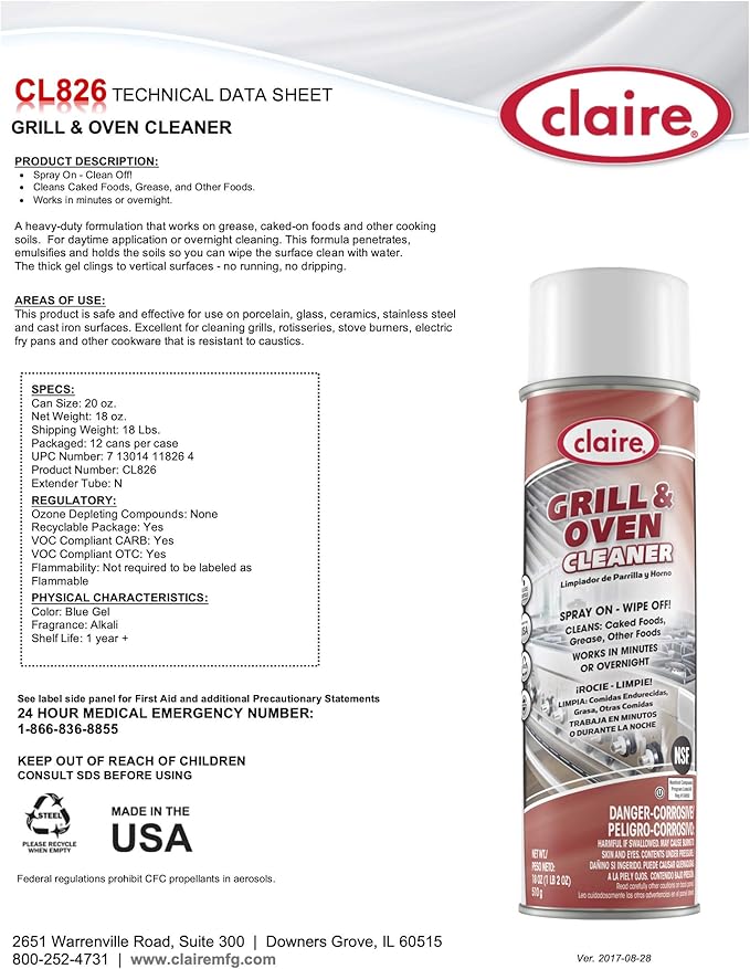 Claire Oven Cleaner, Grill, 12 Count