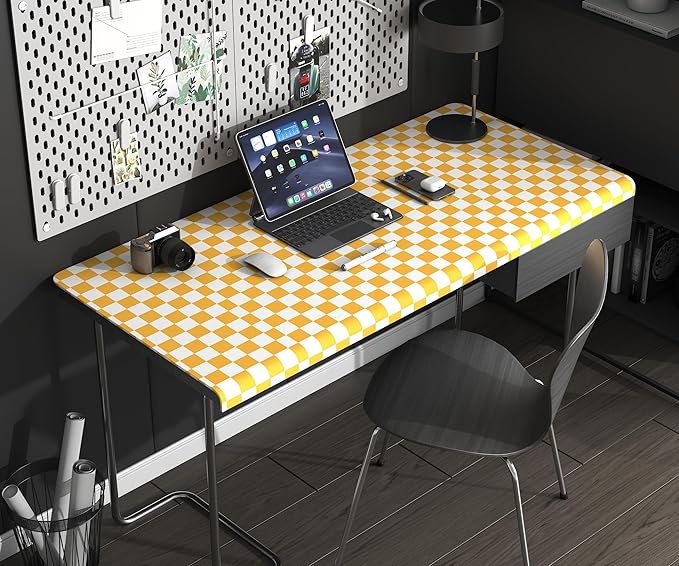Modern Peel and Stick Wallpaper Orange and White Mosaic Checkered Contact Paper 17.7"x78.8" Self Adhesive Lattice Wallpaper Removable Decorative Wallpapers for Bedroom Countertops Cabinet Vinyl Roll