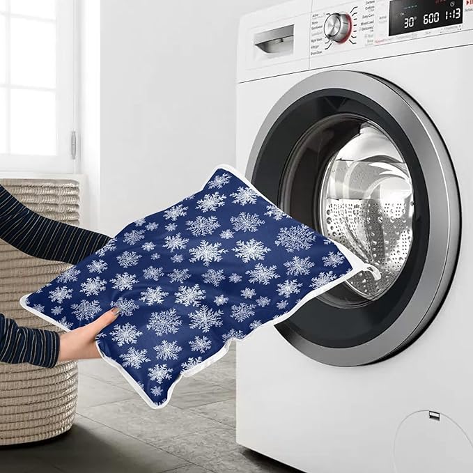 Mesh Laundry Bags Lingerie Bags for Washing Delicates 2 PCS Durable Wash Bag with Zipper Small and Medium Washable Navy Blue Snowflakes