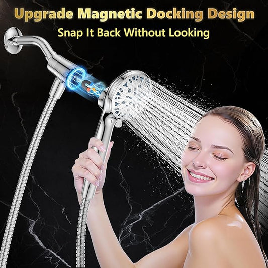 High Pressure Filtered Shower Head with Handheld, Upgrade Magnetic 10-Mode Handheld Showerhead Built-in Power Wash for Bathroom Cleaning, Detachable Shower Head with 71" Shower hose