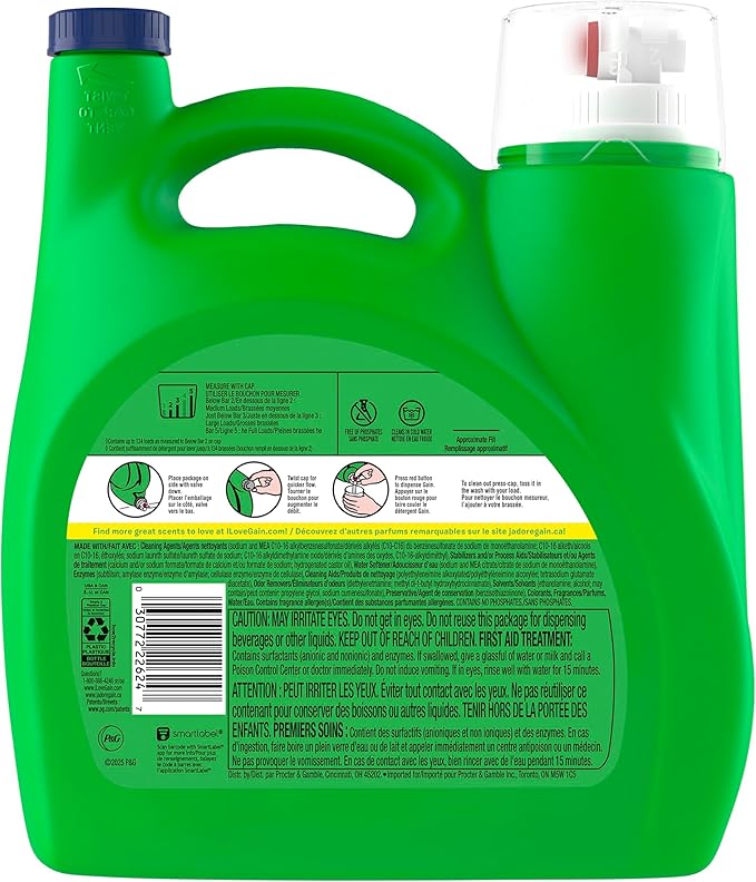 Gain Liquid Laundry Detergent, Moonlight Breeze Scent, 177 fl oz, Freshness + Odor Fighting, High Efficiency Washing Machine Liquid Cleaning Soap, 134 loads (Packaging May Vary)