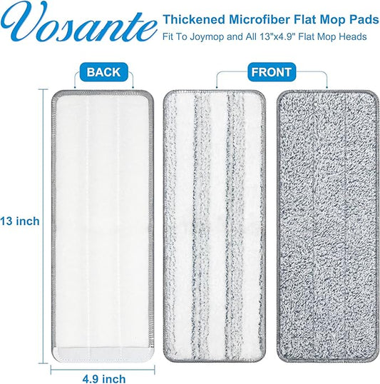 6pcs Mop Replacement Pads Compatible with Joymoop Mop, Universal 13"x4.9” Microfiber Mop Pads, Mop Head Replacement, Flat Mop Pads Washable Microfiber, Reusable Floor Mop Pads, Cleaning Tools