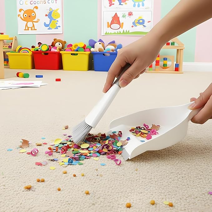 Dust pan Broom Brush Dustpan - Dustpan and Brush Set,Mini dust Pans with Brush,Dust Pan and Brush Set for Table, Key Board, Cat, Dog and Other Pets, Dust Pan Brush Nesting Tiny Cleaning Broom(Gray)
