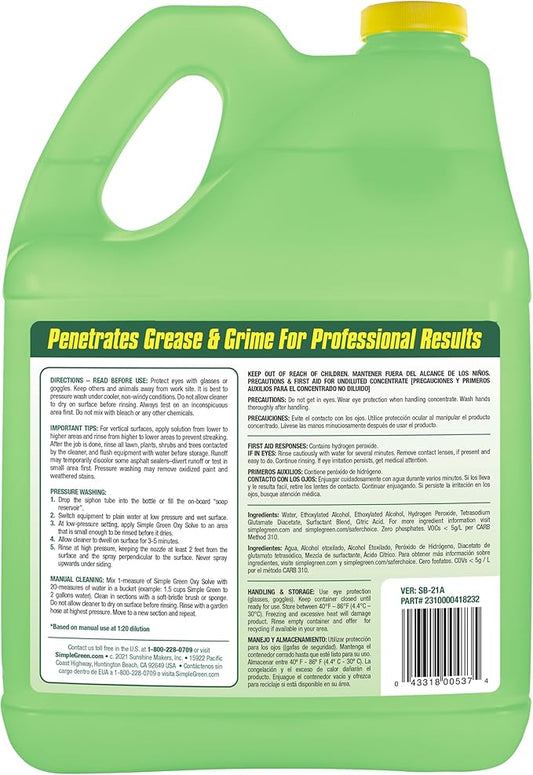 Oxy Solve House and Siding Pressure Washer Cleaner - Removes Stains from Mold & Mildew on Vinyl, Aluminum, Wood, Brick, Stucco - Concentrate 1 Gal.