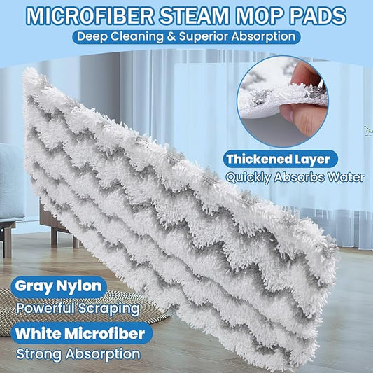 Steam Mop Replacement Pads Compatible with Shark S1000, S1000A, S1000C, S1000WM, 6 Pack Reusable Microfiber Mop Pads for Hardwood and Tile Floors, Ideal for Pet and Kid Friendly Homes