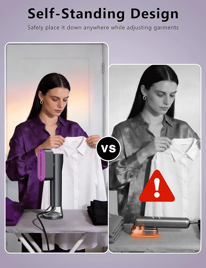 Steamer for Clothes,Portable Handheld Garment Steamer, 200ml Capacity,1000W 15s Fast Heat-UP, Leak-Proof Fabric Wrinkle Remover Ceramic Panel, 2-in-1 Dry & Wet Iron for Home and Travel- Gray&Purple