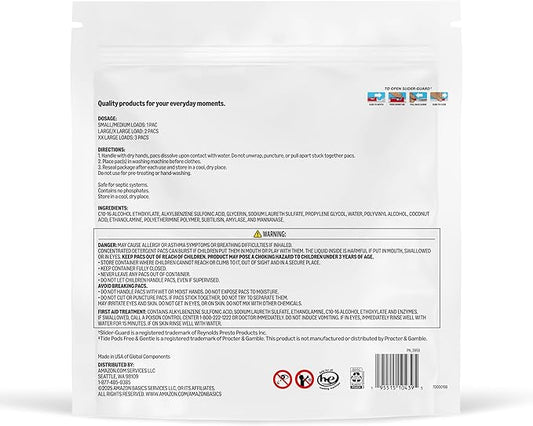 Amazon Basics Laundry Detergent Pacs, Free & Clear, Powerful Triple Action, Hypoallergenic, Unscented, 81 Count