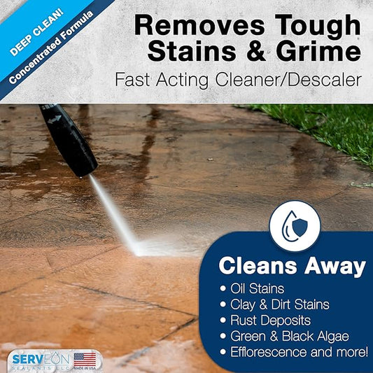 Concrete Cleaner (Concentrated Formula) Grout Stone Cleaner Water-Based Commercial Grade Outdoor Indoor Oil Stain Remover for Driveways Pavers Patios (1 Gallon) H2600