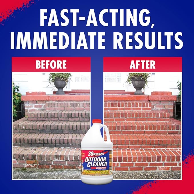 30 SECONDS Outdoor Mold & Mildew Stain Remover | Concentrate | 128 fl. oz. & Outdoor Cleaner 1 Gallon Pump Sprayer Bundle