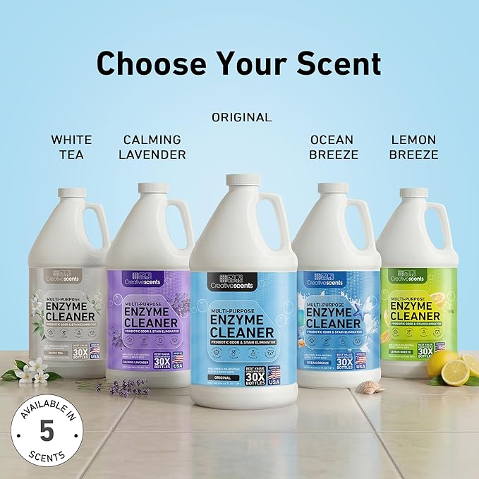 Creative Scents Multipurpose Enzyme Cleaner & Odor Remover | Deodorizer for Floor, Carpet, Drain, Pipes | Pet Urine Odor Eliminator | Enzyme Cleaner for Cat Urine & Dog Poop | Half Gallon - Original