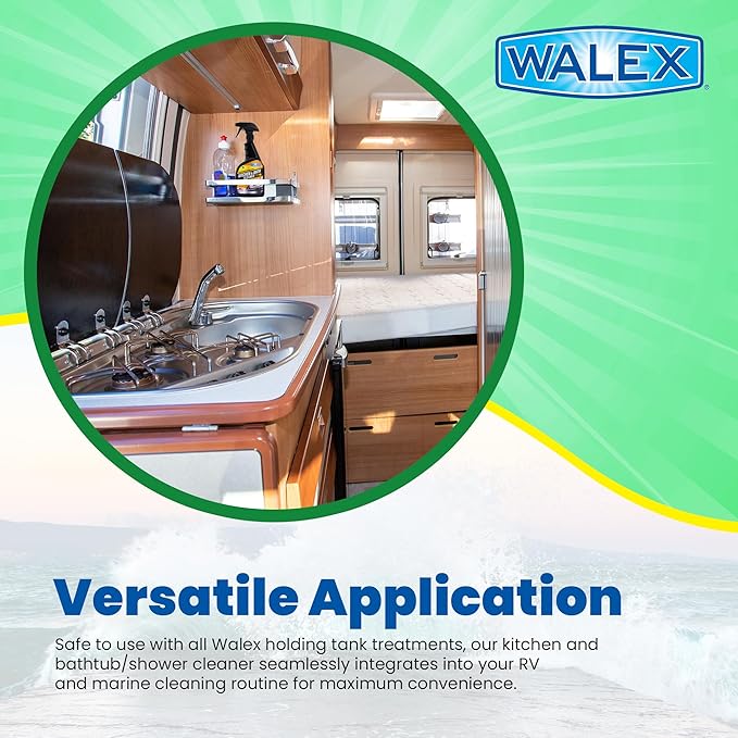 Walex Premium RV/Marine Kitchen & Bath Cleaner - Cleans Counters, Sinks, and Surfaces, Naturally Derived Formula, Refreshing Citrus Fragrance, Ideal for RV, Boat, & Camper Use, Septic Safe, 32 oz