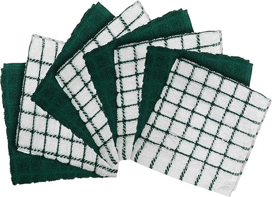Bumble Dish Cloths (8 Pack) | 12" x 12" | 100% Cotton Kitchen Towels | 405 GSM | Soft, Highly Absorbent & Durable Dish Towels for Kitchen | Green