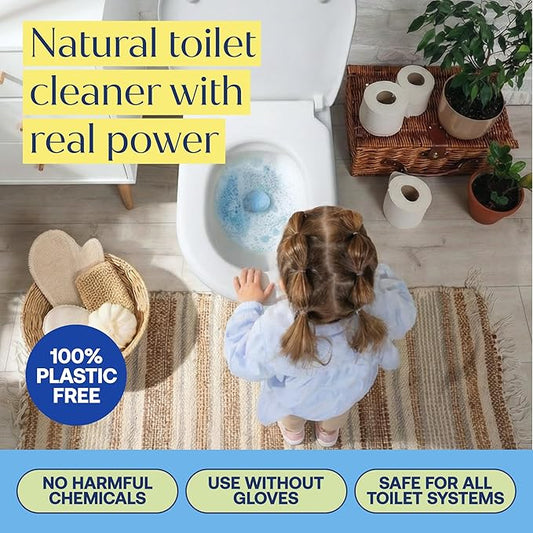 Fab Tab Toilet Bowl Cleaner Tablets, Powerful Stain Removal, No Harsh Chemicals, Plastic-Free, Removes Rust & Stains, Safe for Regular and Septic Tank Toilets, Lemon & Eucalyptus Scent