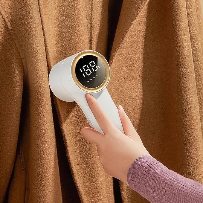 Fabric Shaver, USB Rechargeable Lint Remover with 5 Speeds, 6 Leaf Blades, Portable Electric Sweater Defuzzer for Clothes Blanket and Furniture, Strong Suction