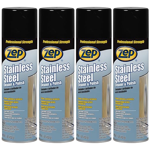 Zep Stainless Steel Cleaner & Polish - 16 oz (Pack of 1) - 1048844 - Removes fingerprints, smudges, dirt and dust