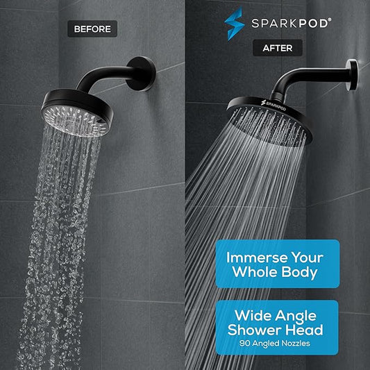 SparkPod Shower Head - High Pressure Rain - Premium Quality Luxury Design - Easy Clean Adjustable Replacement for Your Bathroom Shower Heads (Vintage Oil Rubbed Bronze, 8 Inch Square)