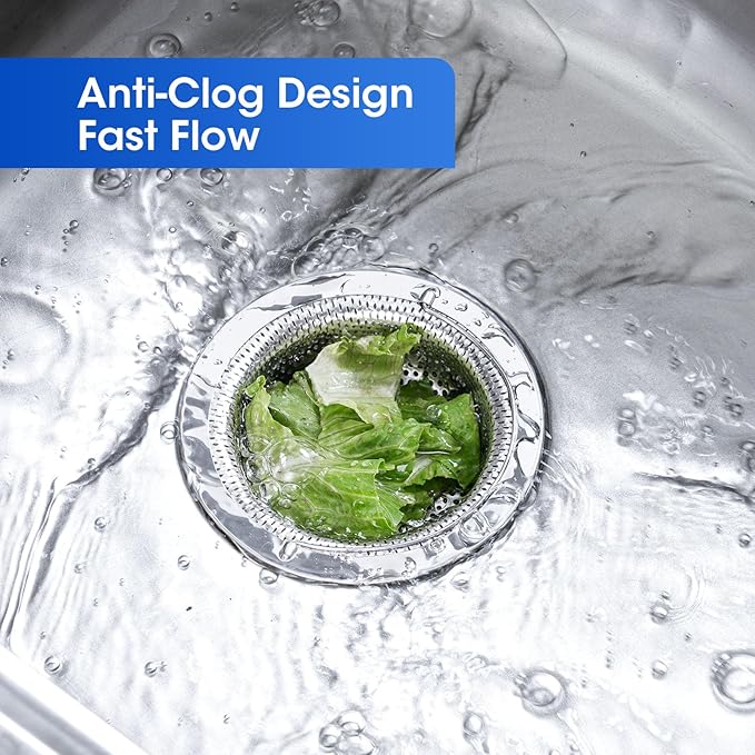 2 Pack 4.5 Inch Kitchen Sink Drain Strainer with Handle, Rustproof Stainless Steel Food Catcher, Prevents Clogged Pipes, Micro-Perforated Drain Filter for Home, Apartment and Tiny House
