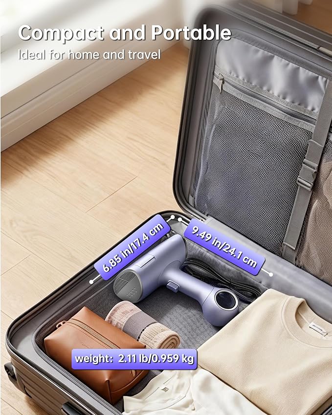 Morus Vacuum Steamer for Clothes, 3600Pa Suction Handheld Clothes Steamer, Remove Dust, 1200W Portable Steamer for Home and Travel, Steamer & Iron 2 In 1, 170ml Water Tank (110-120V)