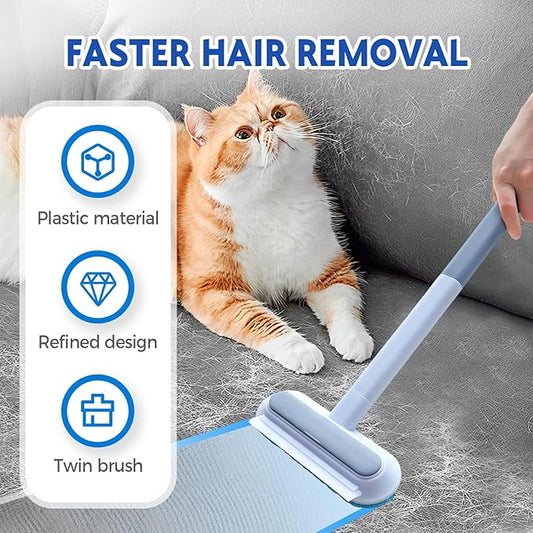 Auiepet Multifunctional Pet Hair Remover, 2025 Upgrade 4 in 1 Pet Hair Removal Tool with 17inch Long Handle, Washable Cat Hair Remover Brush for Furniture, Couch, Carpet, Clothes and Bedding (3Pcs)