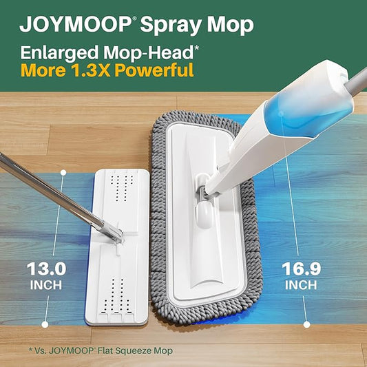 JOYMOOP Spray Mop for Floor Cleaning, Dry & Wet Microfiber Cleaner with 18oz Refillable Bottle and 2 Replacement Pads, for Home or Commercial Use