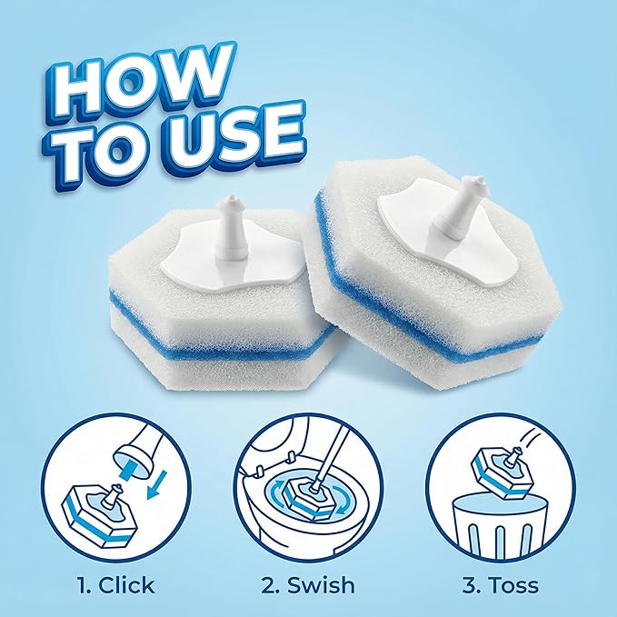 Toilet Wand Refills Compatible with Clorox Toilet Wand, 50 Count Disposable Refill Heads for Deep Foaming Cleaning