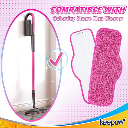 KEEPOW Microfiber Steam Mop Pads Compatible with Schenley Steam Mop Cleaner, Washable and Reusable Replacement Mop Pads Accessories Fit for Steam Mop SLFCSM064 & SLFCSM063 (4 Pack)