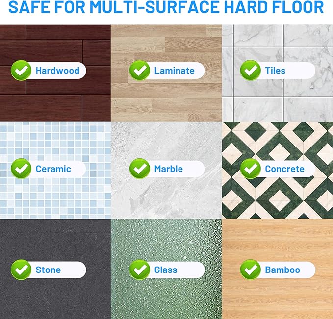 Microfiber Hardwood Floor Mop - Wet Dry Mops with Washable Pads for Tile Wood Laminate Vinyl Marble Home Kitchen - 500+ ML Refillable Bottle (Grey)