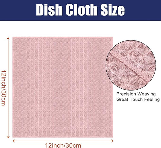 Homaxy Microfiber Waffle Weave Kitchen Dish Cloths, 12 x 12 Inch Ultra Absorbent and Solid Color Dish Towels for Kitchen Fast Drying Dishcloth for Washing Dishes, 6 Pack, Pink