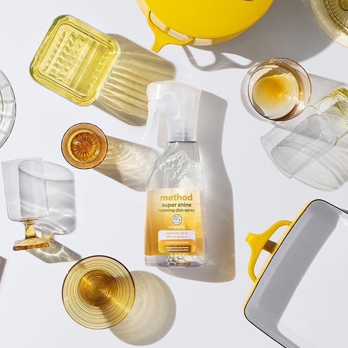 Method Super Shine Foaming Dish Spray Refill, Reuse With Trigger, Powered by Enzymes, Coastal Citron Scented, 16 fl oz