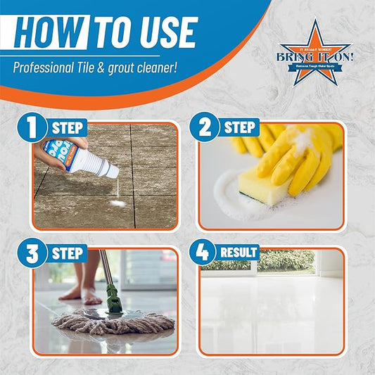 Bring It On Grout Cleaner Pro with Stiff Cleaning Brushes – 32Fl Oz x 2 Grout Pro for Shower Tile Includes Heavy-Duty Grout and Tile Cleaner Brushes – Effectively Removes Mineral Deposits