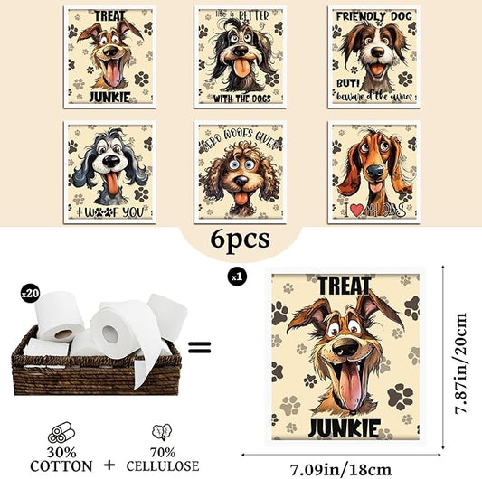 Funny Dog Swedish Dishcloths for Kitchen, 6 Pack Absorbent Swedish Dish Cloths, Reusable Dogs Designs Sponge Cleaning Towels Wipes for Kitchen Cooking Home Decoration Housewarming Gifts