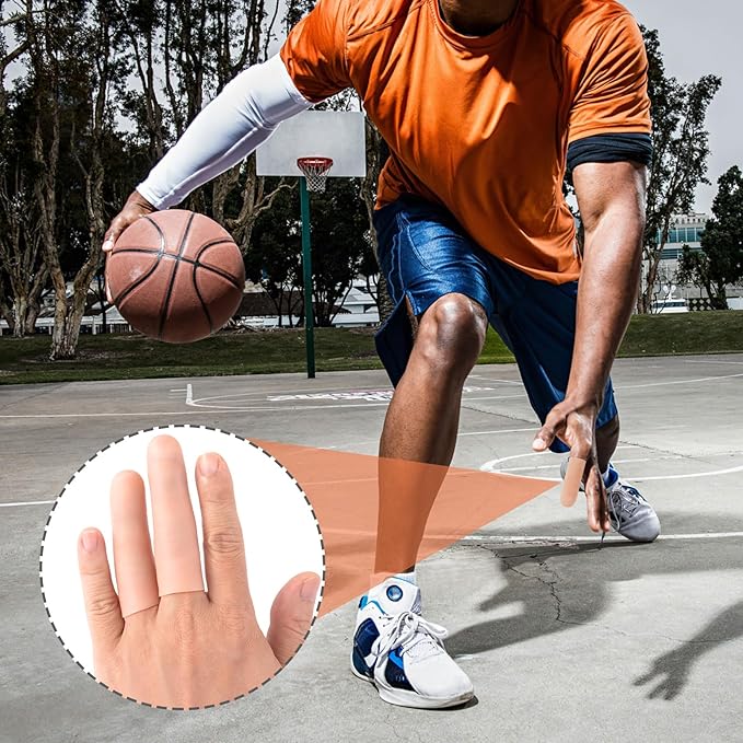 PAGOW 20 Pcs Gel Finger Support Protector Caps Gloves, Silicone Fingertips for Hands Cracking, Large Gel Finger Cots/Covers, Eczema Skin, Trigger Finger Arthritis Pain Relief