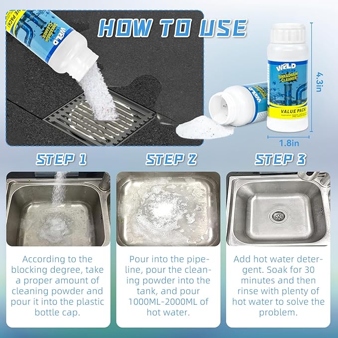 Wild Tornado Sink and Drain Cleaner,The Pipe Dredge Quick Unclog For Kitchen Toilet Sink Drain Quick Cleaning Tool.(3pcs)