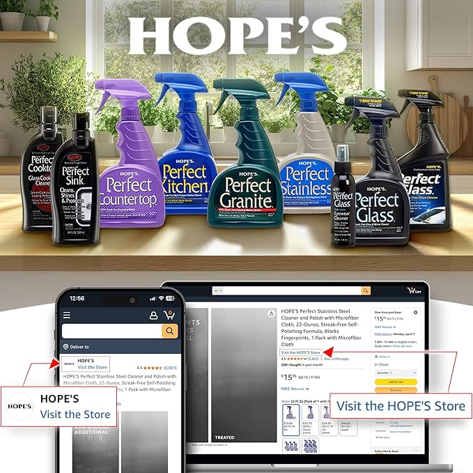 HOPE'S Perfect Cooktop Glass and Ceramic Cooktop and Stove Top Cleaner, Fast Acting and Removes Burnt on Stains from Glass Ceramic Smooth Top Ranges with its No Rinse Formula, 10.6 Oz, Pack of 3