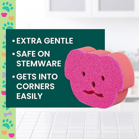 Scotch-Brite Dog Lovers Cleaning Kit, Includes 6 Limited Edition Non-Scratch Sponges and 1 Pet Hair Pickup Extra Sticky Lint Roller, Multi-surface Safe