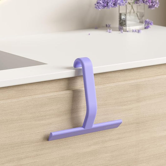 dancemoon JustHang Shower Squeegee for Glass Doors, All-in-One Piece Silicone Squeegee with Built-in Hook for Bathroom, Window, Mirror, Tile Wall, Car, Streak-Free Bathroom Cleaner Tool,10 Inch Purple