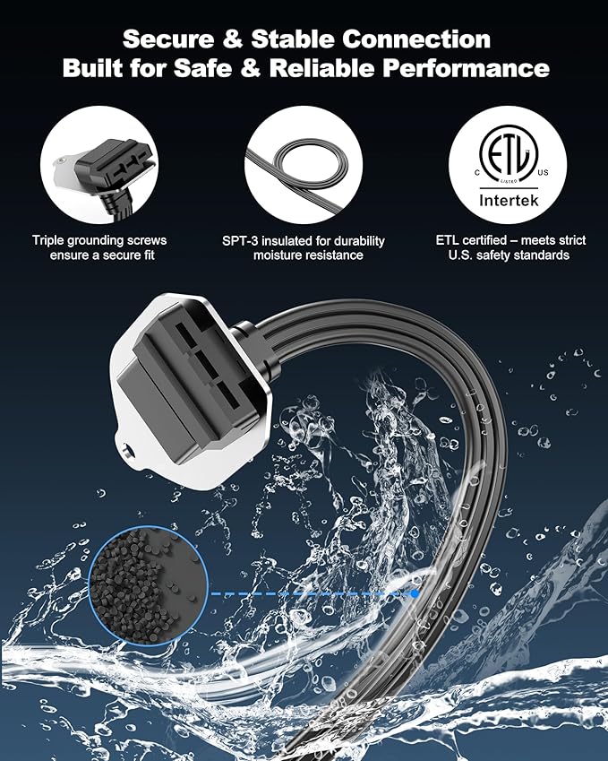 VHBW EZ Connect Power Cord for InSinkErator Garbage Disposal, 4FT Plug-in Cable Compatible with EZ Connect Power & Advanced Series Continuous Feed Models, Works with Air Switch Kit (CRD-EZ)