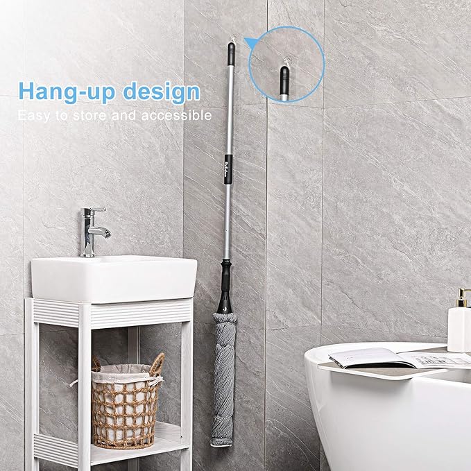 Eyliden Mop with 2 Reusable Microfiber Heads, Easy Wringing Twist Mop, 57.5 inch Long Handle, Wet Mops for Floor Cleaning, Commercial Household Clean Hardwood, Vinyl, Tile and More (Grey)