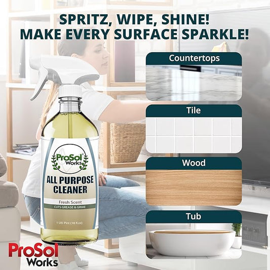 All Purpose Cleaner Cleaning Spray 16 oz - Multi Surface Cleaner Use to Clean Counters, Wood, Stone, Tile, Fabric, Tub & Appliances Revealing Natural Shine & Refreshing Scent