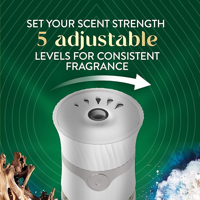 Air Wick Vibrant Scented Oils Plug In Scented Oil Refill, Infused with Essential Oils, Plug In Air Fresheners for Home, Blue Sea & Beach Wood, 4 ct