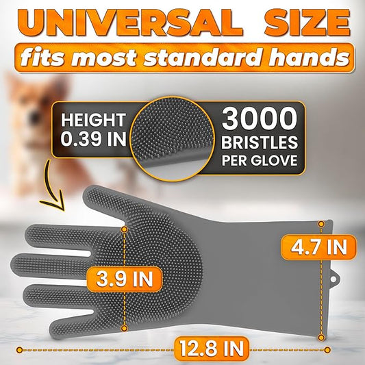 Cat & Dog Washing Gloves for Bathing – 2-in-1 Design Dog Scrubbing Gloves for Grooming, Massaging, and Paw Cleaning