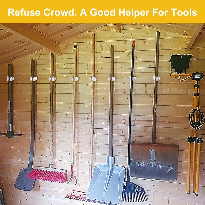 Verdenu 25 Pack Broom Holder Wall Mount, Mop and Broom Holder Wall Mount, Stainless Steel Command Mop Holder with Screws, Garden Tool Storage Organizer for Kitchen, Home, Bathroom, Garage, White