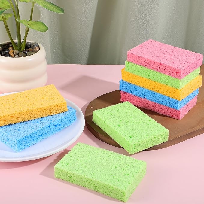 12 PCS Compressed Kitchen Sponges, Colorful Kitchen Sponges Cleaning Scrub Colored Sponge for Dish Washing, Bathroom, Cars, Cut-Outs DIY