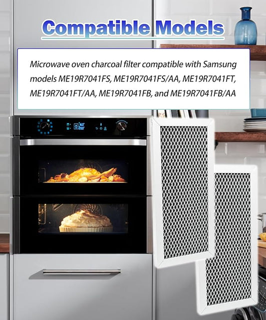 2-Pack Microwave Oven Charcoal Filter Fits for Samsung Model Numbers ME19R7041FS,W,B,T/AA, ME19R7041FS,W,B,G/AC,and More