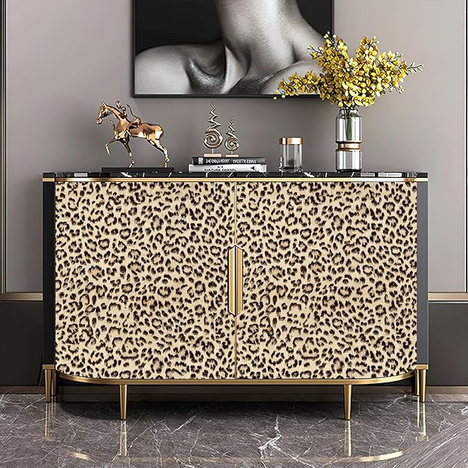 HueBurst Leopard Peel and Stick Wallpaper 17.3"x120" Cheetah Contact Paper Self Adhesive Brown Wallpaper Removable Waterproof Art DIY Wall Decor for Bedroom Living Room (14.4sq.ft.)