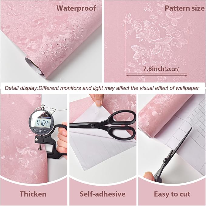 Pink Wallpaper Silk Embossed Floral Pink Contact Paper Peel and Stick Self Adhesive Wallpaper for Bedroom Kids Room Decor Nursery Textured Flower Contact Paper for Cabinets Liner 275inL 17.7inW