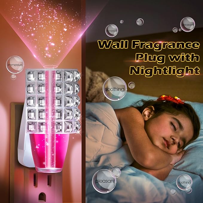 Hohean Wall Fragrance Plug in with Night Light, Compatible with Bath & Body Works WallFlower Fragrance, Wall Plug Fragrances Oil Diffuse with Nightlight for Home, Office(2 Pack,Square)