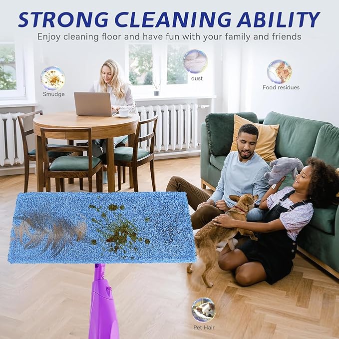 Mop Pads Replacement for Rejuvenate Microfiber Mop, Compatible with Rejuvenate Click N Clean Multi-Surface Spray Mop, Resuable Microfiber Mop Refill Head, Easy to Replace, Machine Washable(3 Pack)